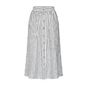 NEW LOOK Sukňa 'MARK STRIPE BUTTON THROUGH LINEN MIDI' krémová vyobraziť