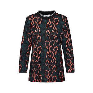Calvin Klein Tričko 'PRT 3/4 SLEEVE RIB NECK TOP' oranžová / čierna vyobraziť