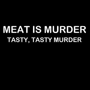 Smešna majica meat is murder tasty tasty murder vyobraziť