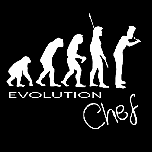 Smešna majica evolution chef vyobraziť