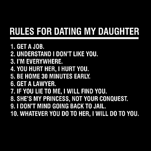 Smešna majica rules for dating my daughter vyobraziť