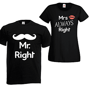 Majica KOMPLET Mr Right Mrs Always Right vyobraziť