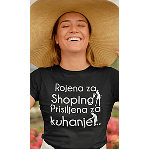 Smešna majica rojena za shopping vyobraziť