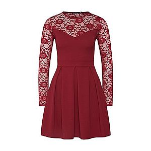 Boohoo Šaty 'Lace Insert Long Sleeve Skater Dress' červené vyobraziť