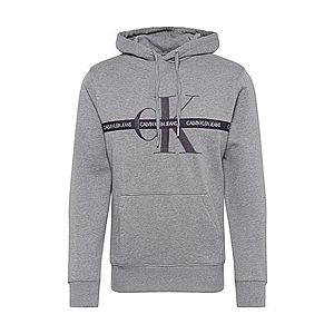 Calvin Klein Jeans Mikina 'TAPING THROUGH MONOGRAM HOODIE' čierna / sivá vyobraziť