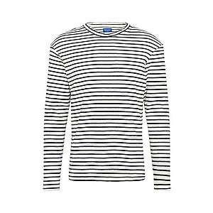 JACK & JONES Tričko 'JORTAOP TEE LS CREW NECK BLK' tmavosivá / šedobiela vyobraziť