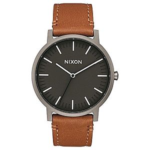 Nixon Analógové hodinky 'Porter Leather' hnedé / antracitová / čierna vyobraziť
