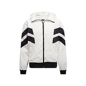 Urban Classics Prechodná bunda 'Crinkle Panel Track Jacket' čierna / biela vyobraziť