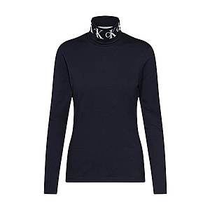 Calvin Klein Jeans Tričko 'MONOGRAM TAPE ROLL NECK LS TEE' čierna vyobraziť