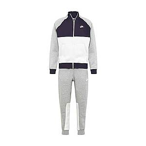 Nike Sportswear Joggingová súprava 'M NSW CE TRK SUIT FLC' svetlosivá / čierna / biela vyobraziť