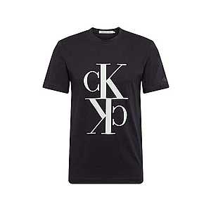 Calvin Klein Jeans Tričko 'MIRRORED MONOGRAM REG TEE' čierna / biela vyobraziť