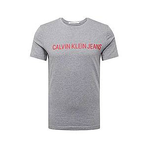 Calvin Klein Jeans Tričko 'INSTITUTIONAL SLIM LOGO TEE' červené / sivá vyobraziť