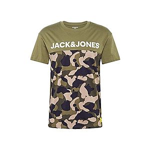 JACK & JONES Tričko hnedé / zelená vyobraziť