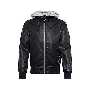 TOM TAILOR DENIM Prechodná bunda 'hooded fake leather jacket' čierna vyobraziť