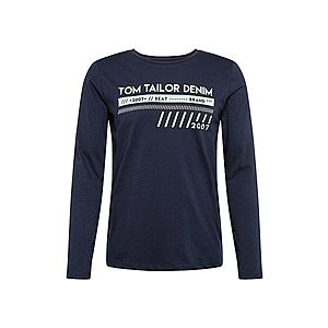 TOM TAILOR DENIM Tričko 'longsleeve T-shirt with print' tmavomodrá vyobraziť