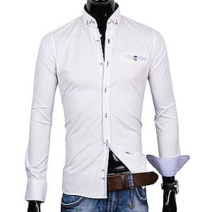 30016-EM-376 Biela košeľa so vzorom EGO MAN - SLIM FIT vyobraziť
