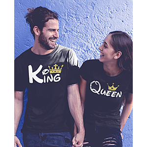 Smiešne tričká KOMPLET - king queen zlatá koruna vyobraziť