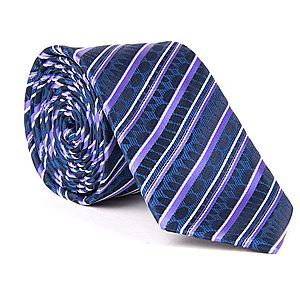 Modrá kravata s fialovým prúžkom. vyobraziť