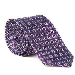 Fialová kravata s kvetinovým vzorom. vyobraziť