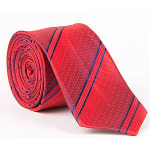 Červená kravata s modrým prúžkom. vyobraziť