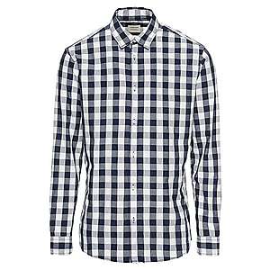 JACK & JONES Košeľa 'JJEGINGHAM SHIRT L/S' biela / tmavomodrá vyobraziť