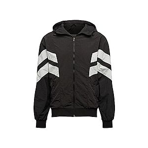 Urban Classics Prechodná bunda 'Crinkle Panel Track Jacket' čierna / biela vyobraziť