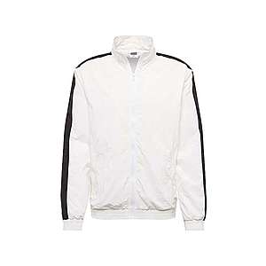 Urban Classics Prechodná bunda 'Striped Sleeve Crinkle Track Jacket' čierna / biela vyobraziť