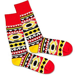 DillySocks Ponožky 'Native Sunset' žltá / červená / čierna / biela vyobraziť