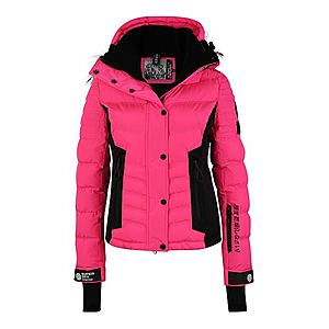 Superdry Snow Outdoorová bunda 'LUXE SNOW PUFFER' ružová / čierna vyobraziť