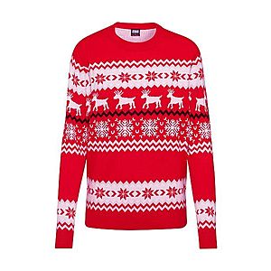 Urban Classics Sveter 'Norwegian Christmas Sweater' červené / biela vyobraziť