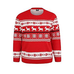 Urban Classics Curvy Sveter 'Norwegian Christmas Sweater' červená / biela vyobraziť