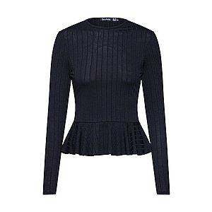 Boohoo Tričko 'Peplum Rib Top' čierna vyobraziť