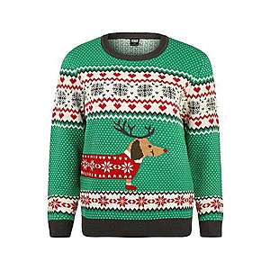 Urban Classics Curvy Sveter 'Ladies Sausage Dog Christmas Sweater' zmiešané farby / tmavosivá vyobraziť