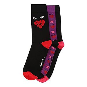 DIESEL Ponožky 'SKM-HERMINE-THREEPACK Socks 3pack' fialová / červená / čierna vyobraziť