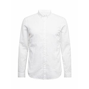 TOM TAILOR DENIM Košeľa 'longsleeve cotton linen shirt' biela vyobraziť