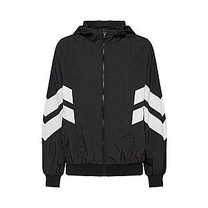Urban Classics Prechodná bunda 'Ladies Crinkle Batwing Jacket' čierna / biela vyobraziť