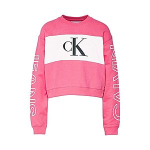 Calvin Klein Jeans Mikina 'BLOCKING SATEMENT LOGO CREW NECK' čierna / ružová / biela vyobraziť