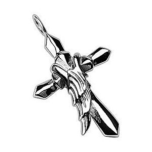Prívesok z chirurgickej ocele - kríž s krídlom anjela G1.11 vyobraziť