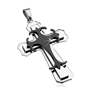 Prívesok z chirurgickej ocele - veľký kríž, kombinácia čiernej a striebornej farby G5.13 vyobraziť