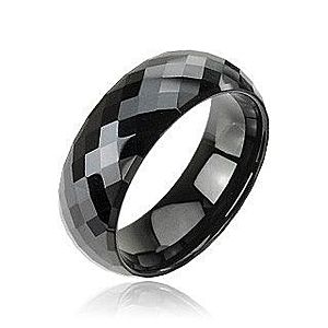 Tungstenový - Wolfrámový prsteň čierny vzor disco D8.8 vyobraziť