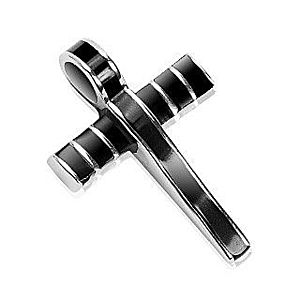 Oceľový prívesok - mohutný kríž zdobený čiernou glazúrou G15.11 vyobraziť