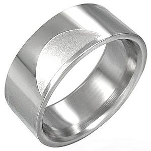 Oceľový prsteň hladký s matnými polkruhmi D6.2 vyobraziť