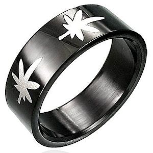 Čierny prsteň s marihuanou D6.11 vyobraziť