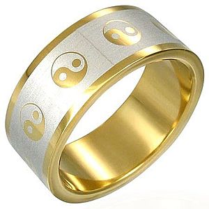 Prsteň Yin-Yang zlatej farby D6.19 vyobraziť