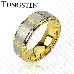 Tungstenový prsteň s motívom kríža D8.16 vyobraziť