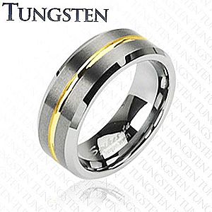 Tungstenový prsteň s pruhom v zlatej farbe, 8 mm D7.18 vyobraziť
