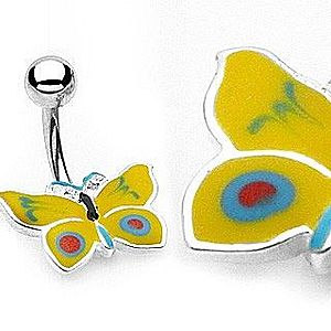Piercing do pupku žlto-modrý motýlik N28.17 vyobraziť