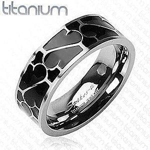 Titánový prsteň - čierna glazúra s ornamentom J1.5 vyobraziť