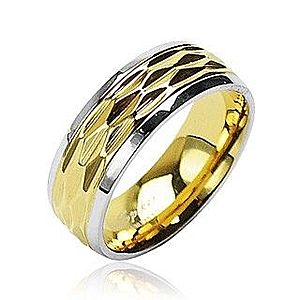 Oceľový prsteň - zvlnený motív zlatej farby H11.2/H11.3/H11.4 vyobraziť