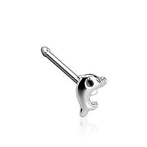 Rovný piercing do nosa zo striebra 925 - drobný delfínik, hrúbka 0, 8 mm N34.25 vyobraziť